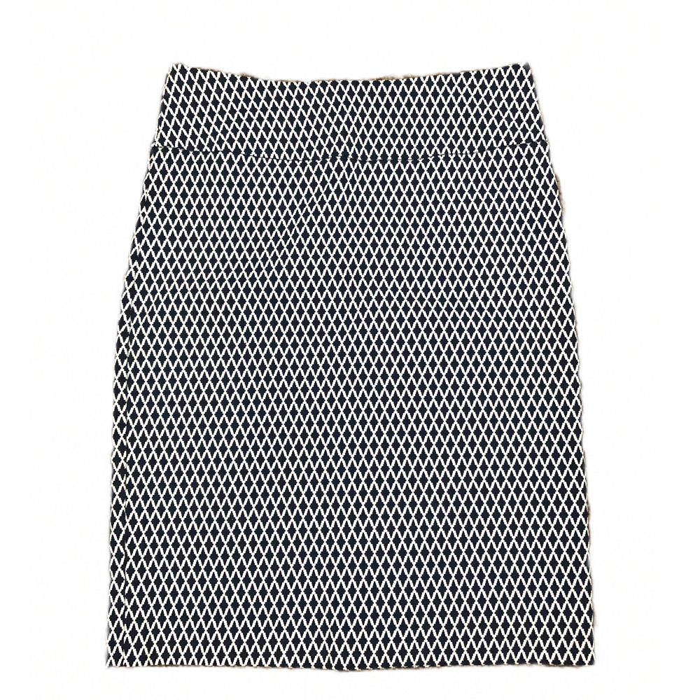 Margaret M Christiana Stretch Pencil Skirt Navy and White Print Small